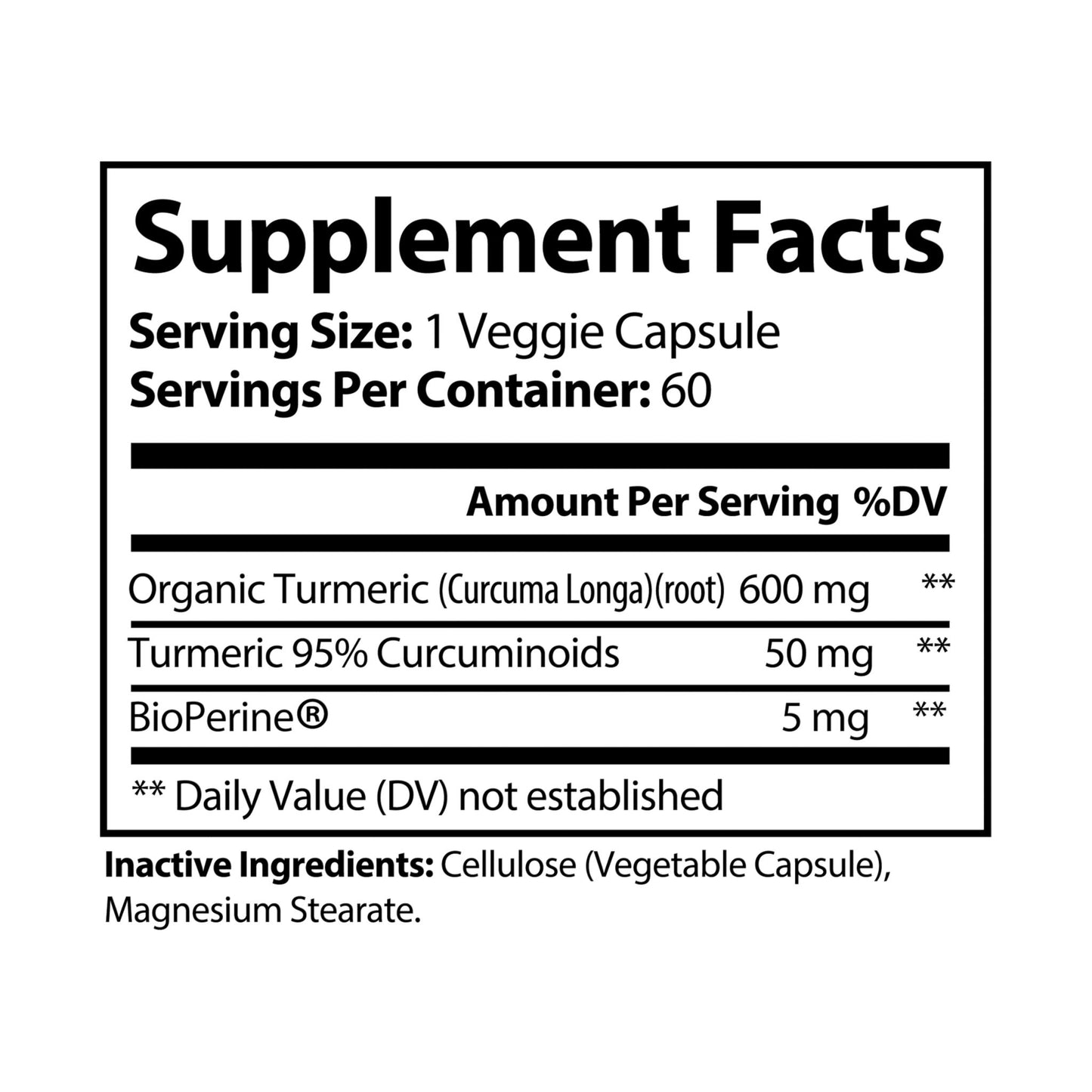 JOURNEY 365 - Turmeric with BioPerine® (Black Pepper Fruit Extract) Supplement (60 Capsules)