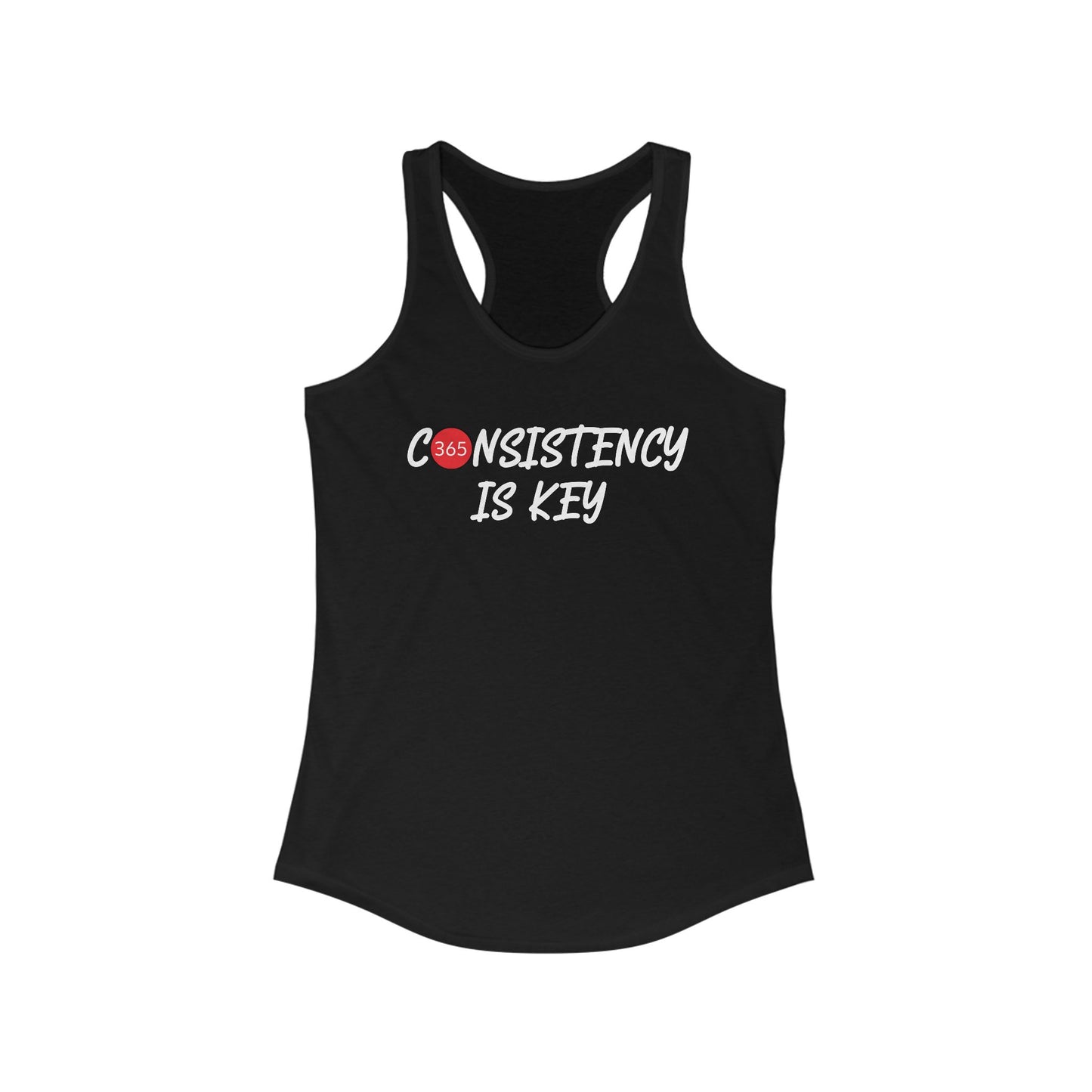 J365 Consistency is Key - Women's Racerback Tank - Fitness Apparel, Gym Wear, Workout Gear, Motivational Shirt, Fitness Gifts