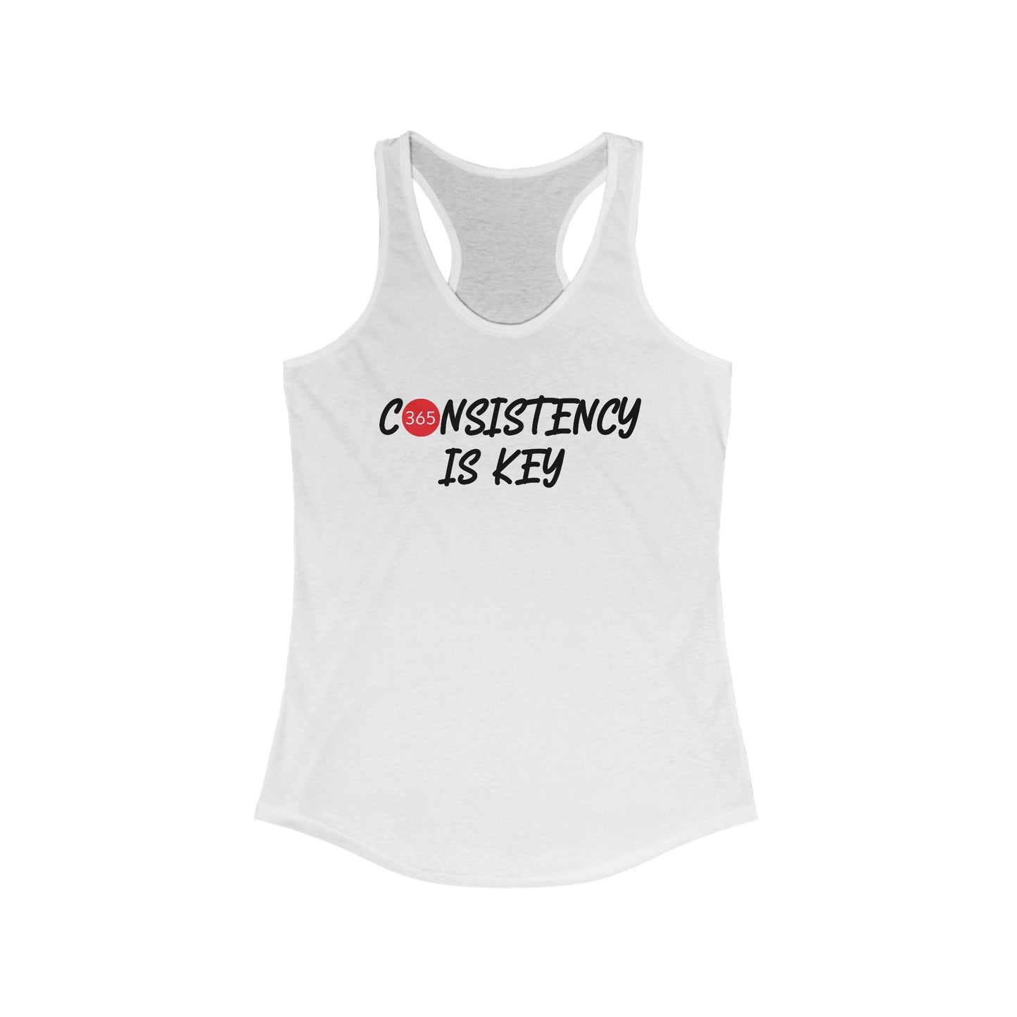 J365 Consistency is Key - Women's Racerback Tank - Fitness Apparel, Gym Wear, Workout Gear, Motivational Shirt, Fitness Gifts