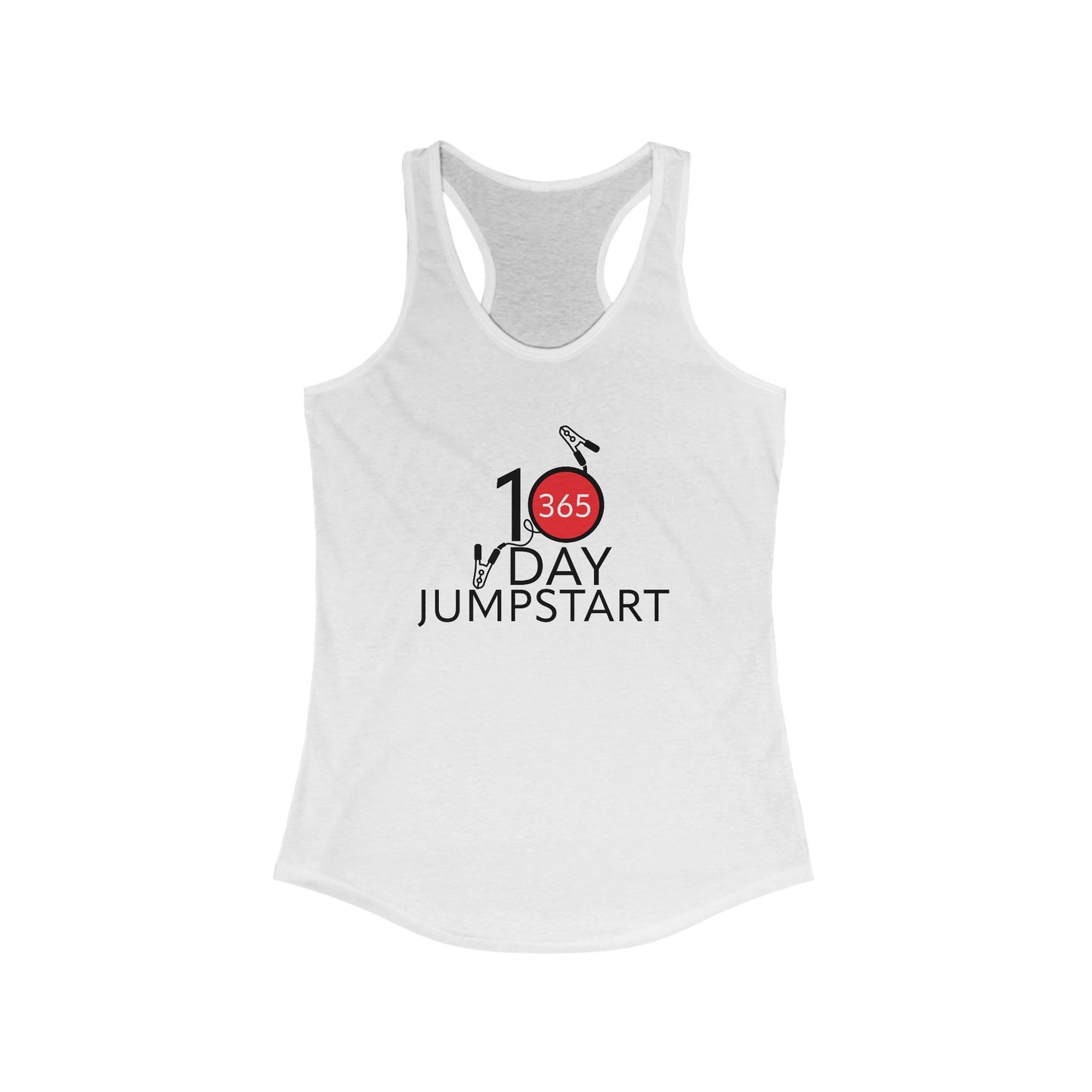 J365 - 10 Day Jumpstart! Women's Racerback Tank - Fitness Apparel, Gym Wear, Workout Gear, Motivational Shirt, Fitness Gifts