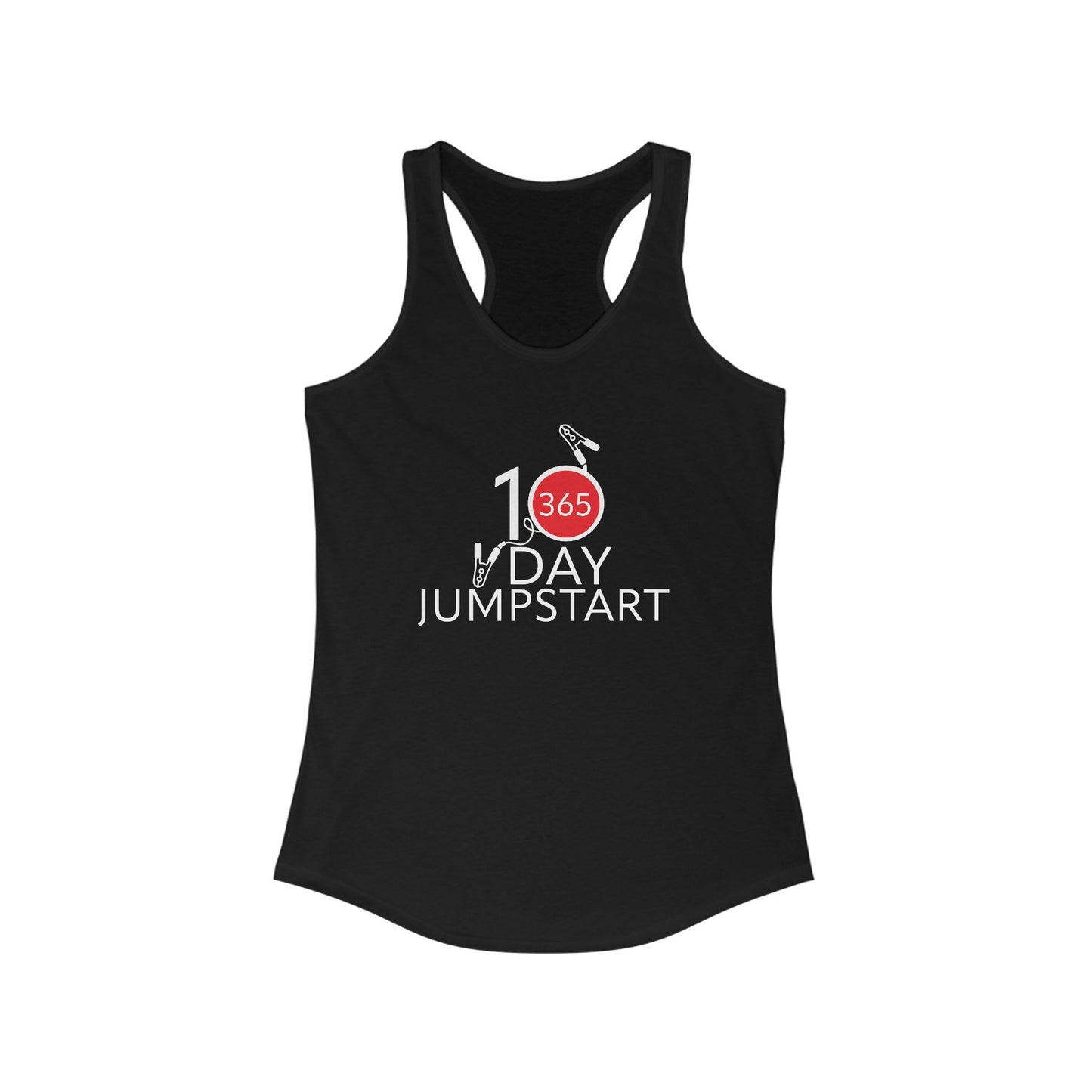 J365 - 10 Day Jumpstart! Women's Racerback Tank - Fitness Apparel, Gym Wear, Workout Gear, Motivational Shirt, Fitness Gifts