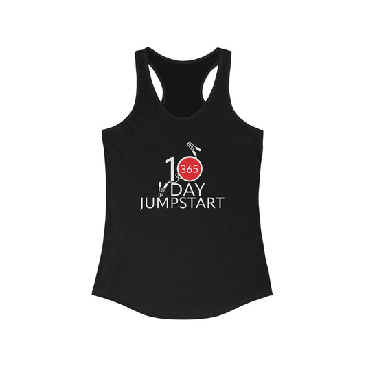 J365 - 10 Day Jumpstart! Women's Racerback Tank - Fitness Apparel, Gym Wear, Workout Gear, Motivational Shirt, Fitness Gifts